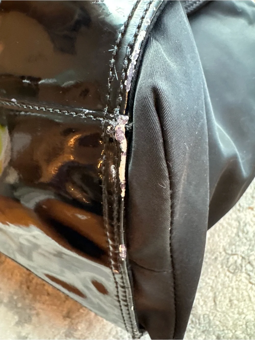 Tory Burch Black Nylon Tote with Patent Logo